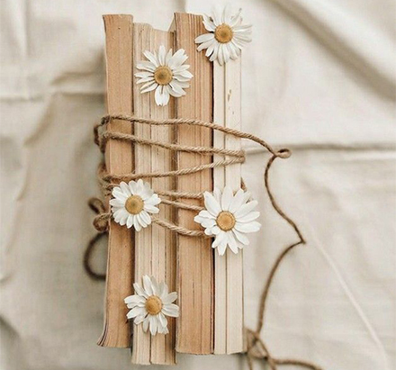 books + daisies_